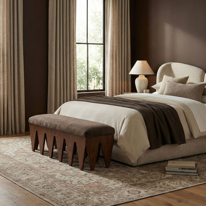 Altair Velour Fur Fabric Upholstered Bench