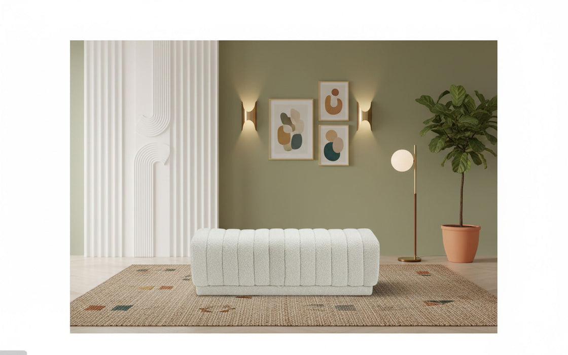 Heathrow Boucle Fabric Upholstered Bench