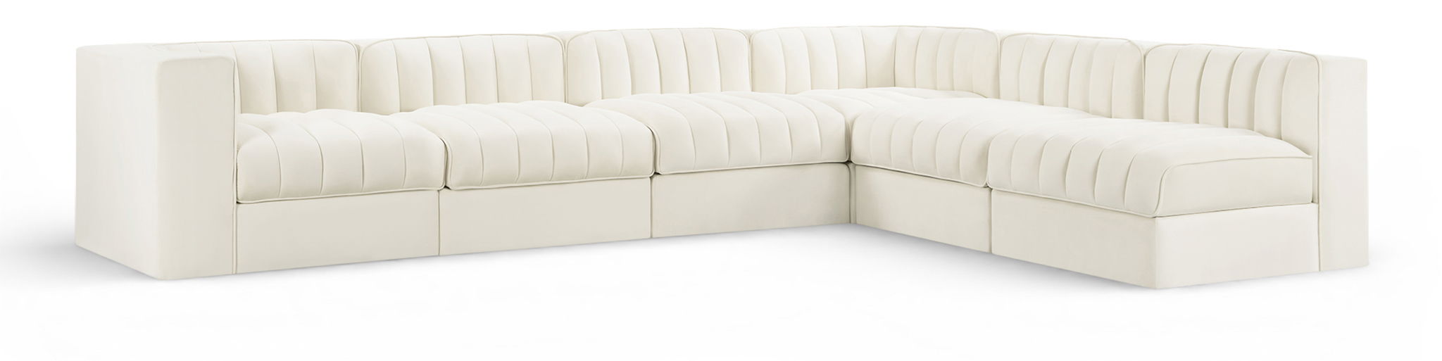 Rummi 126" Velvet Performance Fabric Upholstered 6pc. Modular Sectional