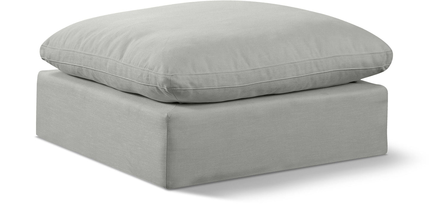 Otomana modular tapizada de tela con textura de lino Comfy