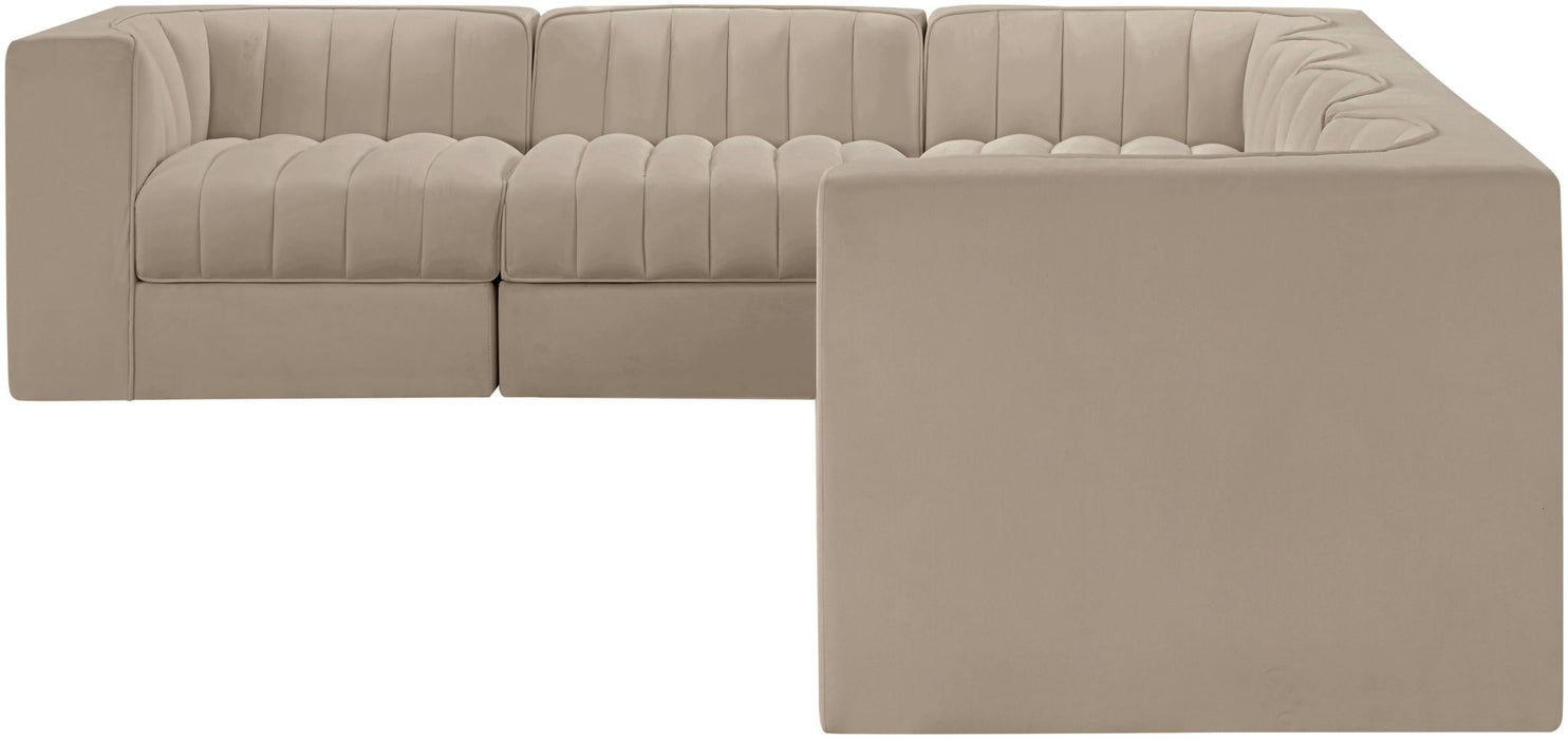 Rummi 126" Velvet Performance Fabric Upholstered 6pc. Modular Sectional