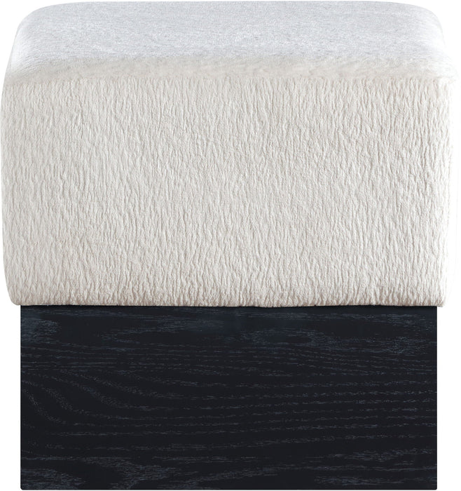 Havre Velour Fur Fabric Upholstered Ottoman
