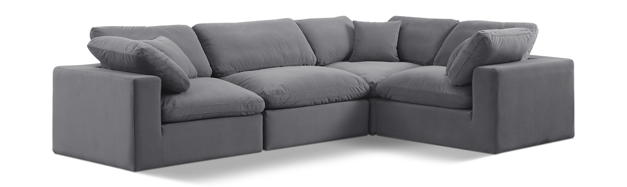Comfy 119" Velvet Upholstered 4pc. Modular Sectional