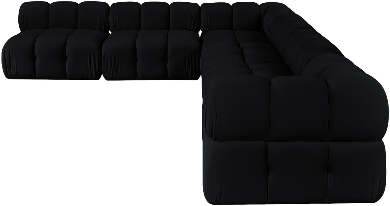 Orin 148" Velvet Performance Fabric Upholstered 6 Pc. Modular Sectional