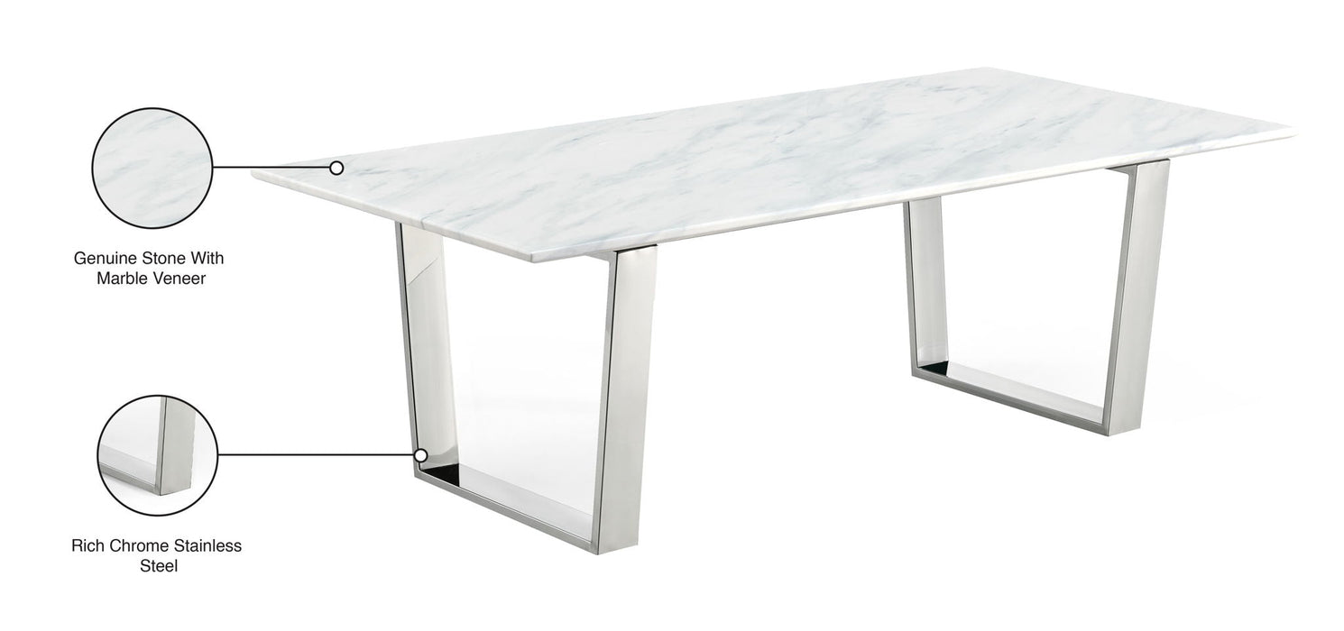 Carlton Marble Veneer Top And Chrome Steel Base End / Side Table