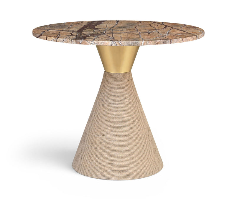 Baleen 36" Genuine Marble And Jute Dining Table