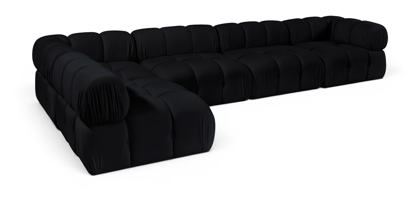 Orin 148" Velvet Performance Fabric Upholstered 5 Pc. Modular Sectional