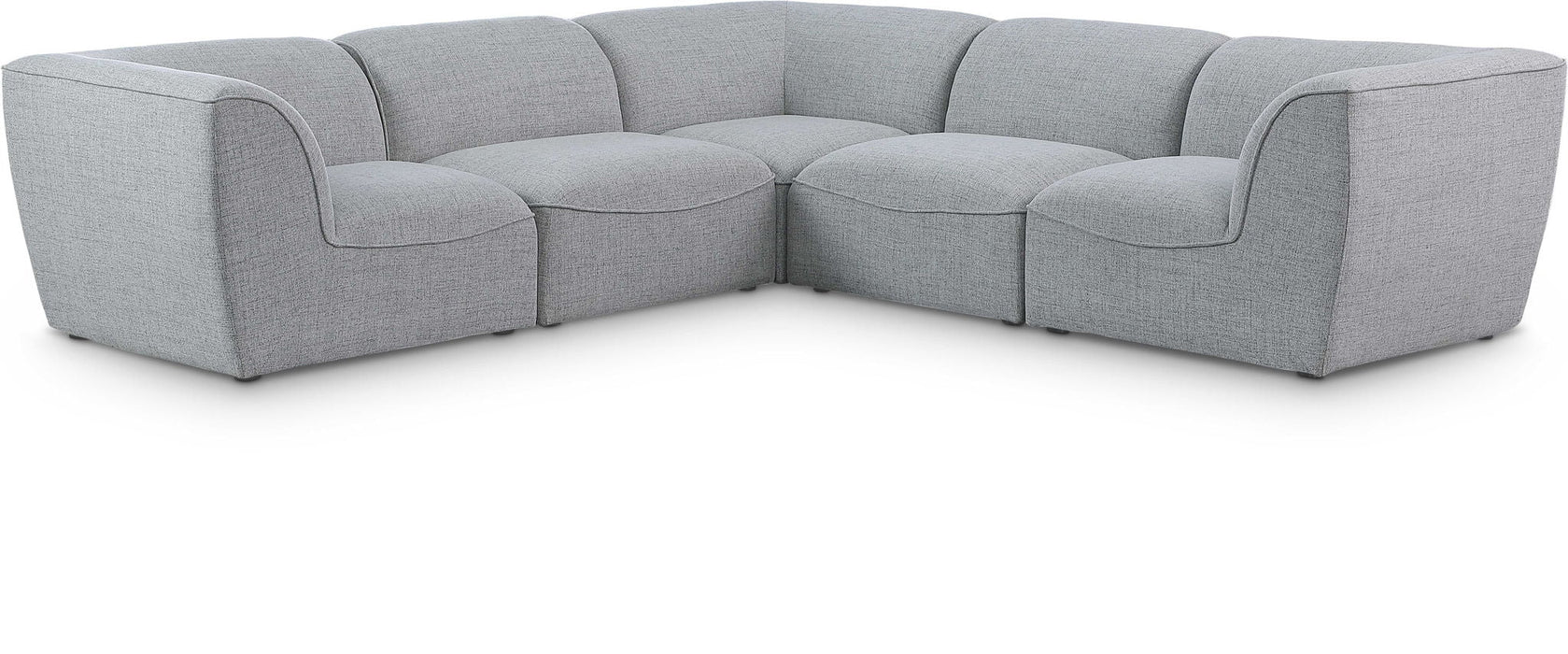 Miramar 109" Linen Textured Fabric Upholstered 5pc. Modular Sectional