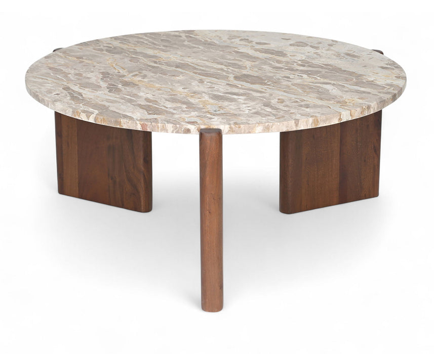 Varenna Genuine Marble Top And Acacia Wood Base Coffee Table