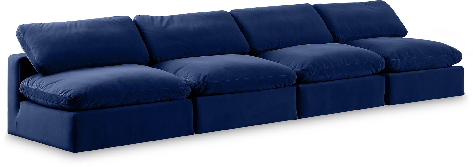 Comfy 156" Velvet Upholstered 4pc. Armless Modular Sofa