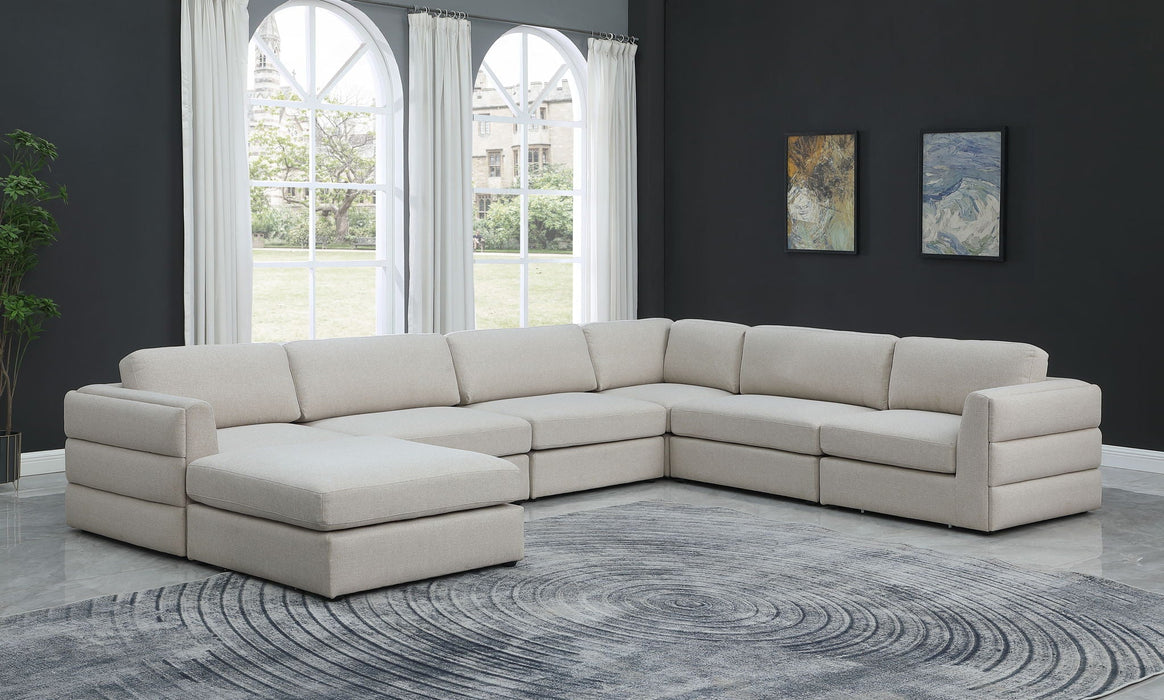 Beckham 152" Linen Textured Fabric Upholstered 7pc. Modular Sectional
