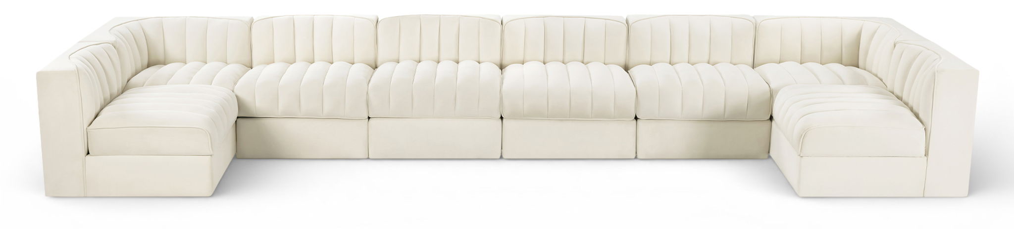 Seccional modular tapizado de terciopelo de alto rendimiento Rummi de 184" de 8 piezas