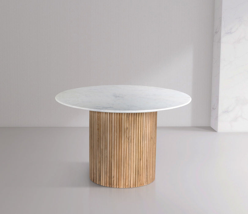 Oakhill 47" Genuine Marble Top And Mango Wood Base Dining Table