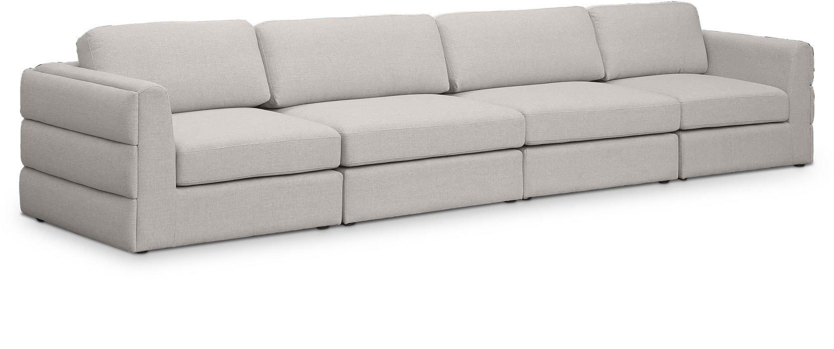 Beckham 152" Linen Textured Fabric Upholstered 4pc. Modular Sofa