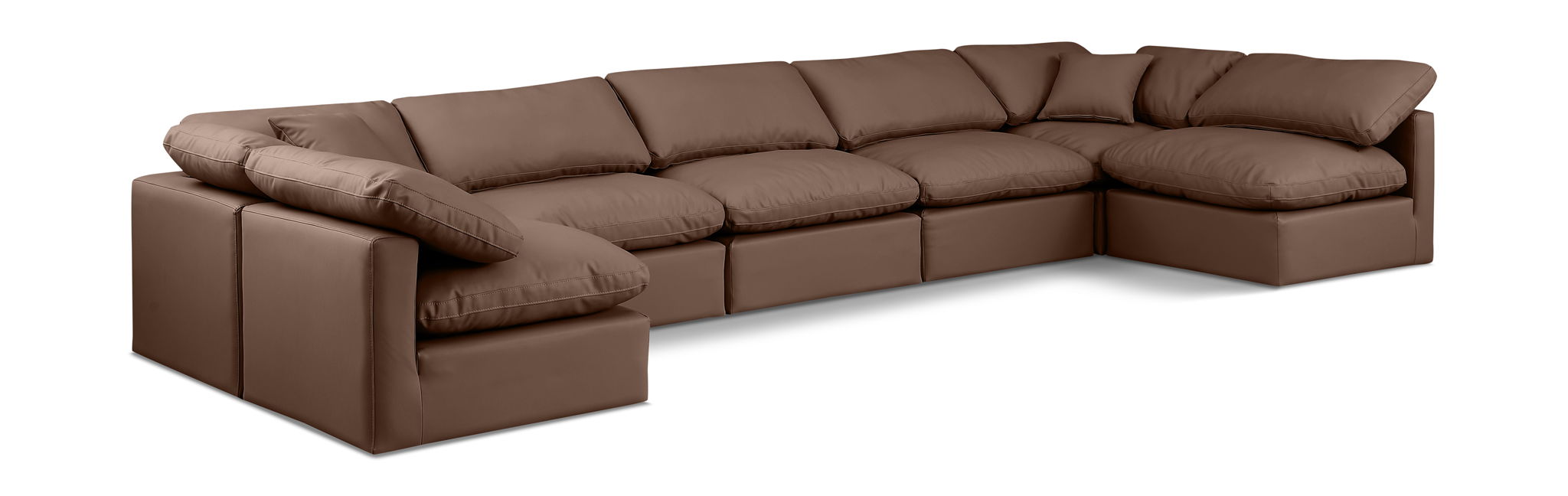 Seccional modular tapizado de cuero vegano Indulge de 175" de 7 piezas
