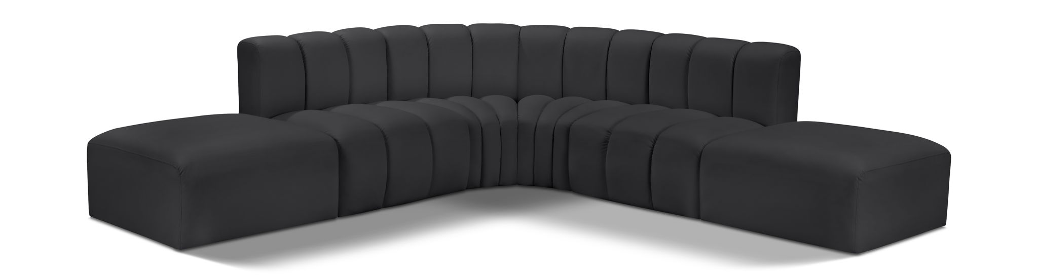 Arc 146" Vegan Leather Upholstered 6pc. Modular Sectional