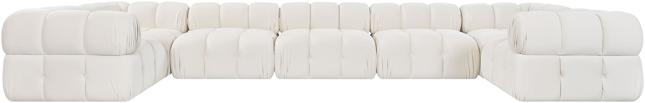 Orin 185" Velvet Performance Fabric Upholstered 7 Pc. Modular Sectional