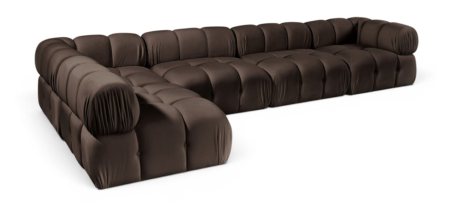 Orin 148" Velvet Performance Fabric Upholstered 5 Pc. Modular Sectional