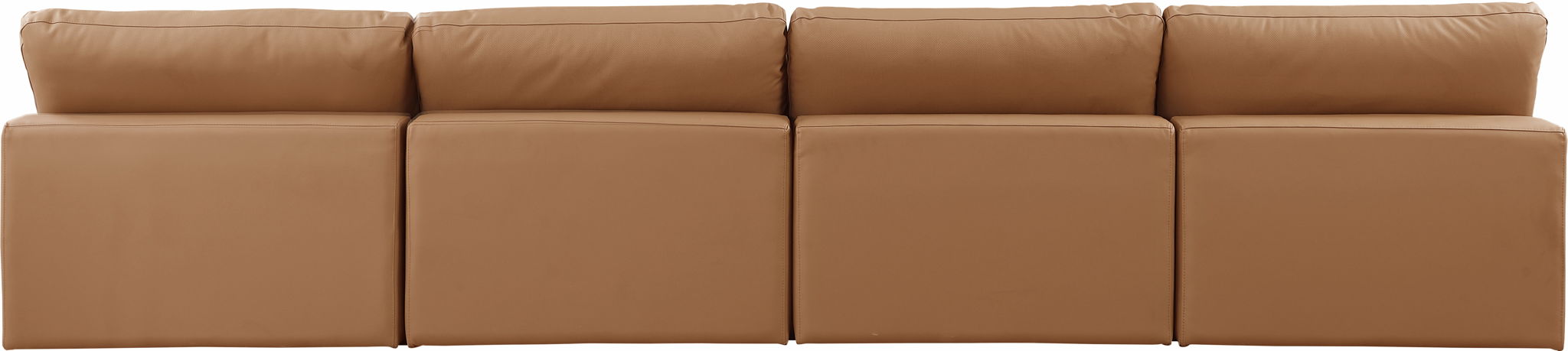 Sofá modular sin brazos tapizado de cuero vegano Comfy de 156" de 4 piezas