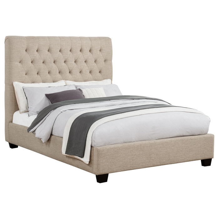 Chloe Upholstered Panel Bed Oatmeal