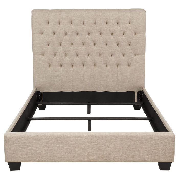 Chloe Upholstered Panel Bed Oatmeal
