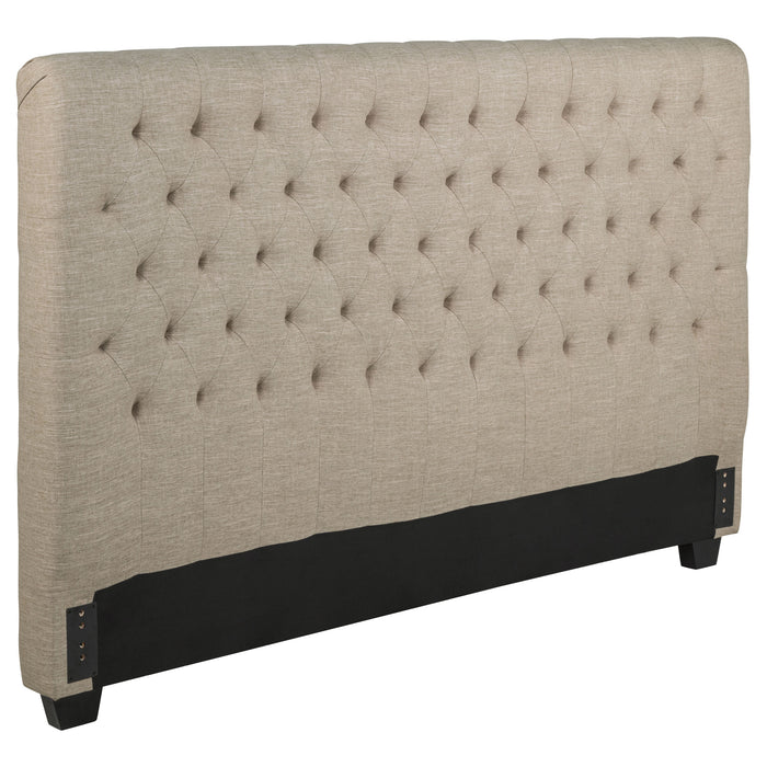 Chloe Upholstered Eastern King Panel Headboard Oatmeal