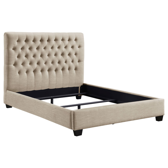 Chloe Upholstered Panel Bed Oatmeal