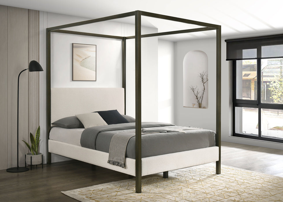 Monroe Upholstered Canopy Bed Vanilla