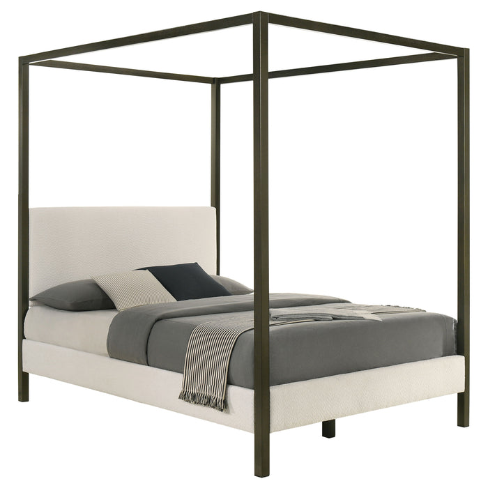 Monroe Upholstered Canopy Bed Vanilla
