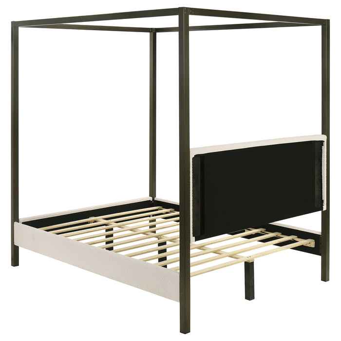 Monroe Upholstered Canopy Bed Vanilla