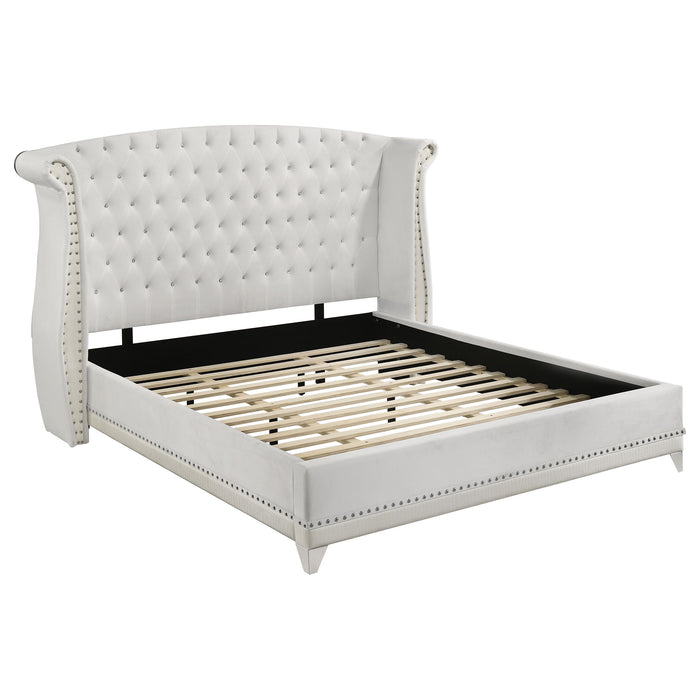 Barzini Upholstered Wingback Bed White