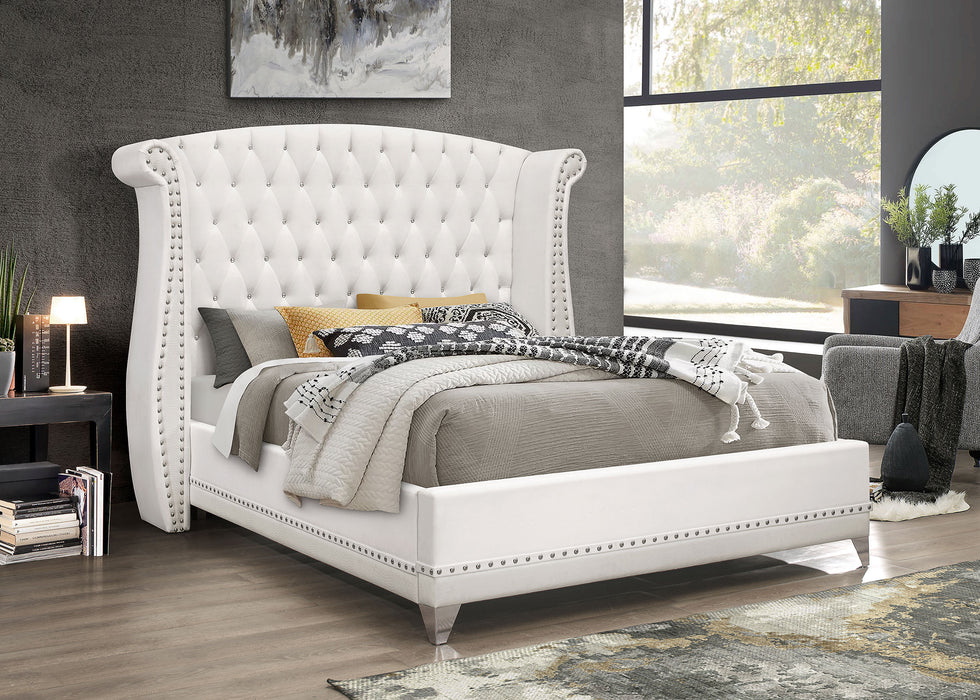 Barzini Upholstered Wingback Bed White