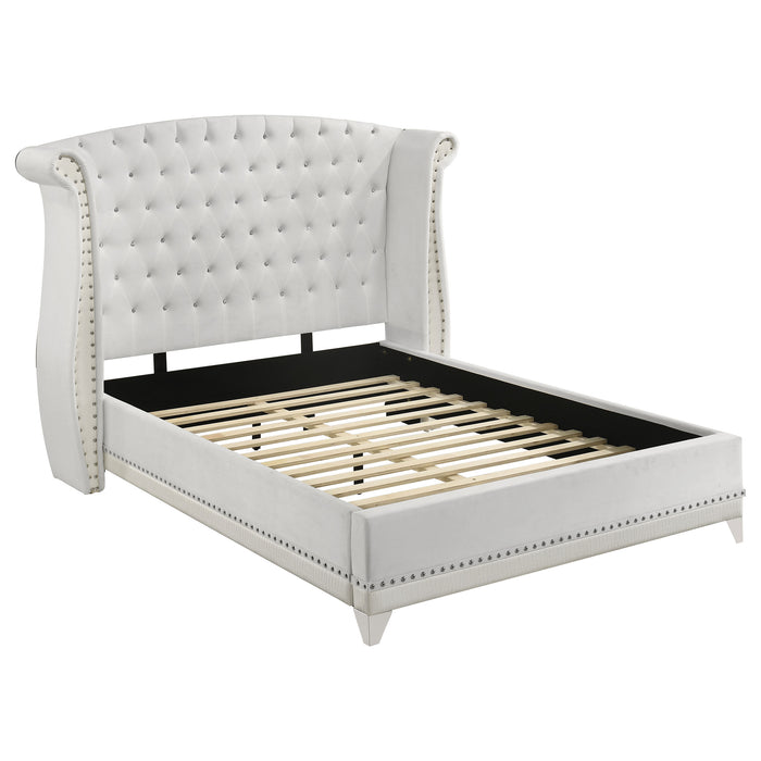 Barzini Upholstered Wingback Bed White