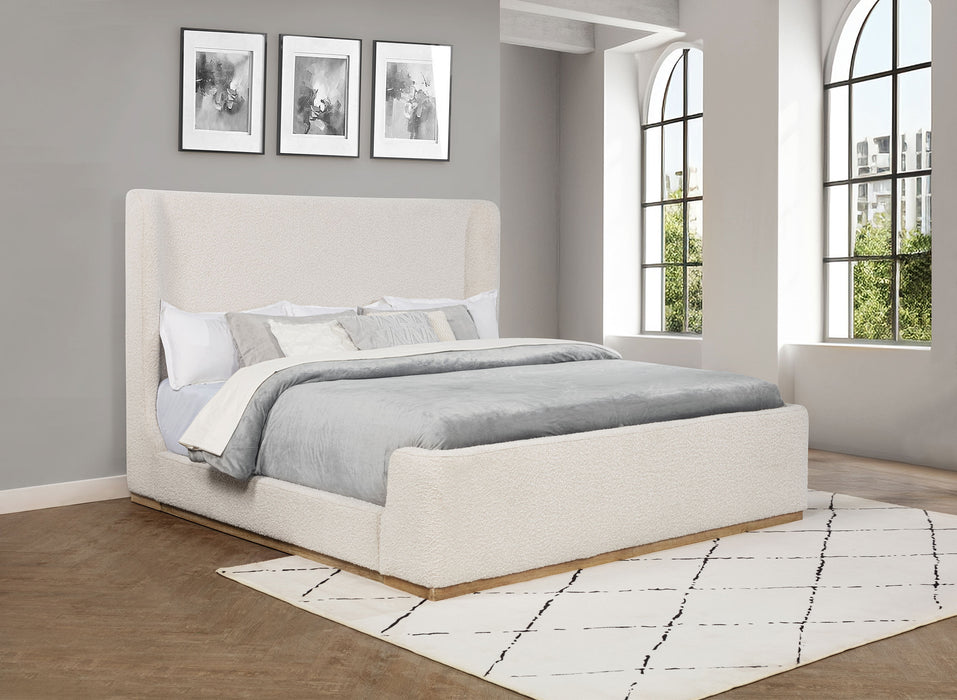 Nala Bouclé Upholstered Platform Bed Cream