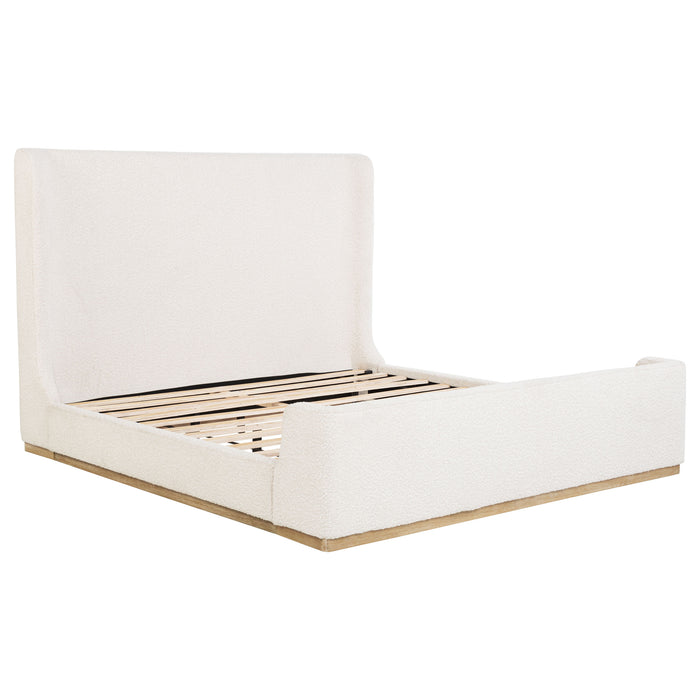 Nala Bouclé Upholstered Platform Bed Cream