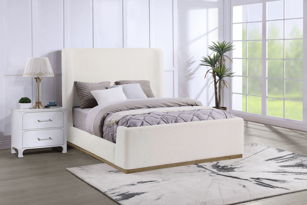 Nala Bouclé Upholstered Platform Bed Cream