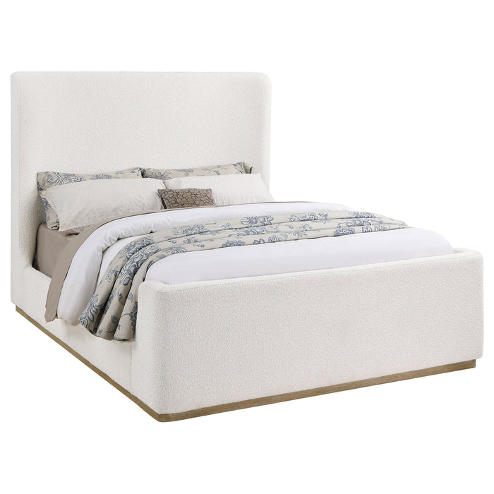 Nala Bouclé Upholstered Platform Bed Cream