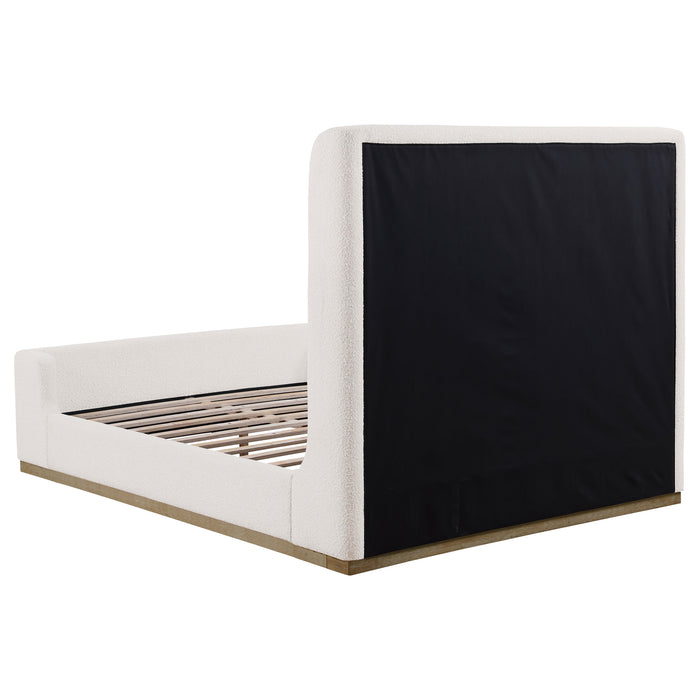 Nala Bouclé Upholstered Platform Bed Cream