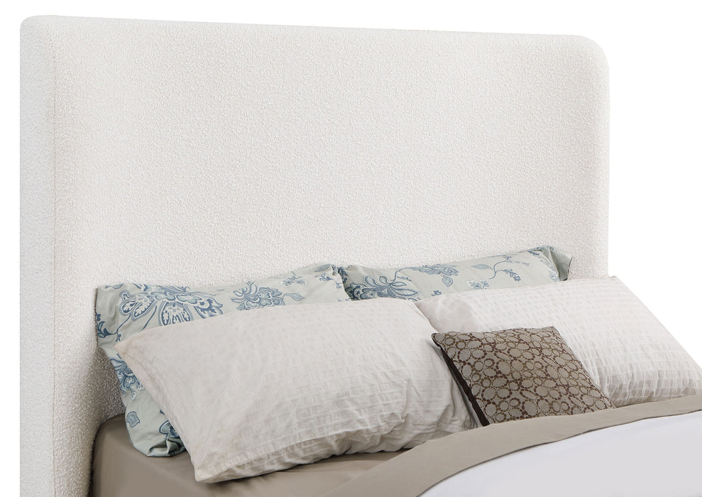 Nala Bouclé Upholstered Platform Bed Cream