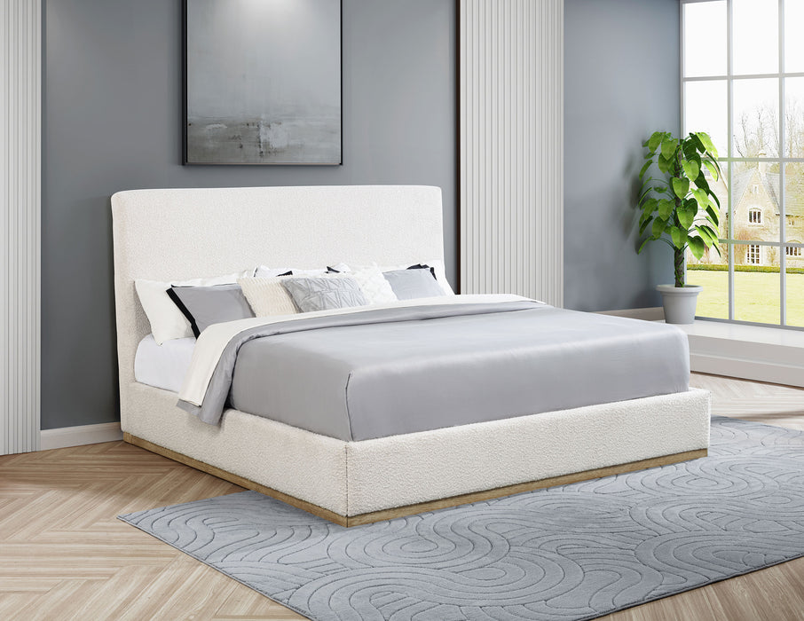 Knox Bouclé Upholstered Platform Bed Cream
