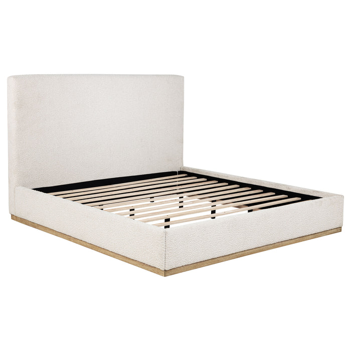 Knox Bouclé Upholstered Platform Bed Cream