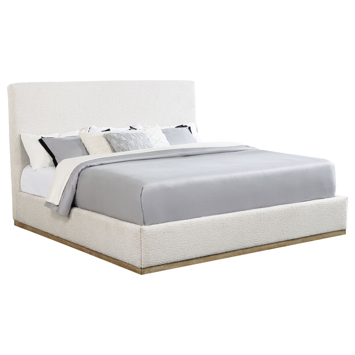 Knox Bouclé Upholstered Platform Bed Cream