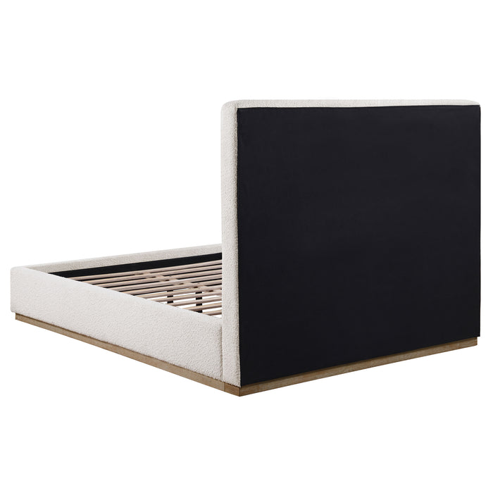Knox Bouclé Upholstered Platform Bed Cream
