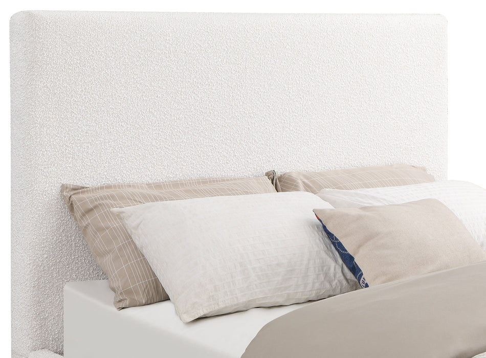 Knox Bouclé Upholstered Platform Bed Cream