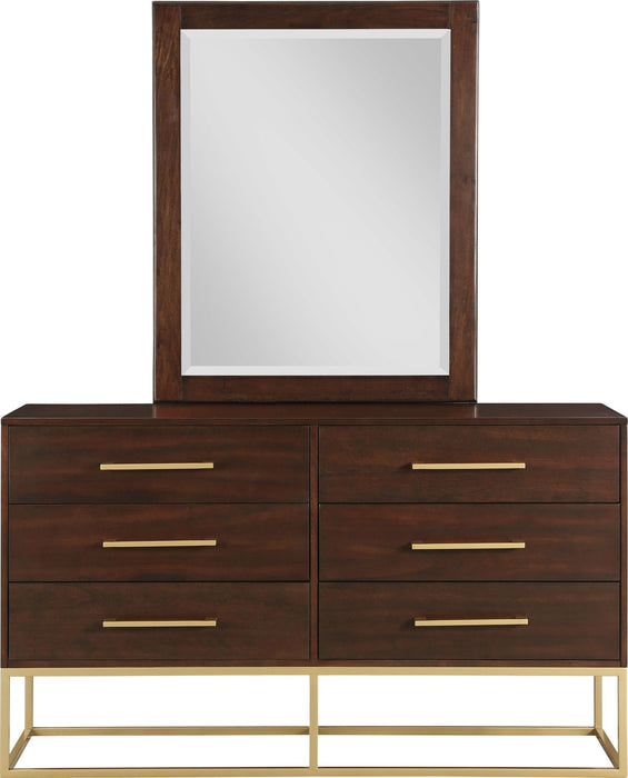 Cómoda de hierro con enchapado de madera Maxine