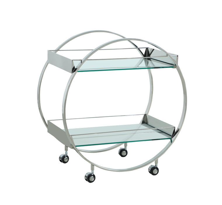 Contemporary Circular Tea Cart w/ Glass Shelves 3037-TC