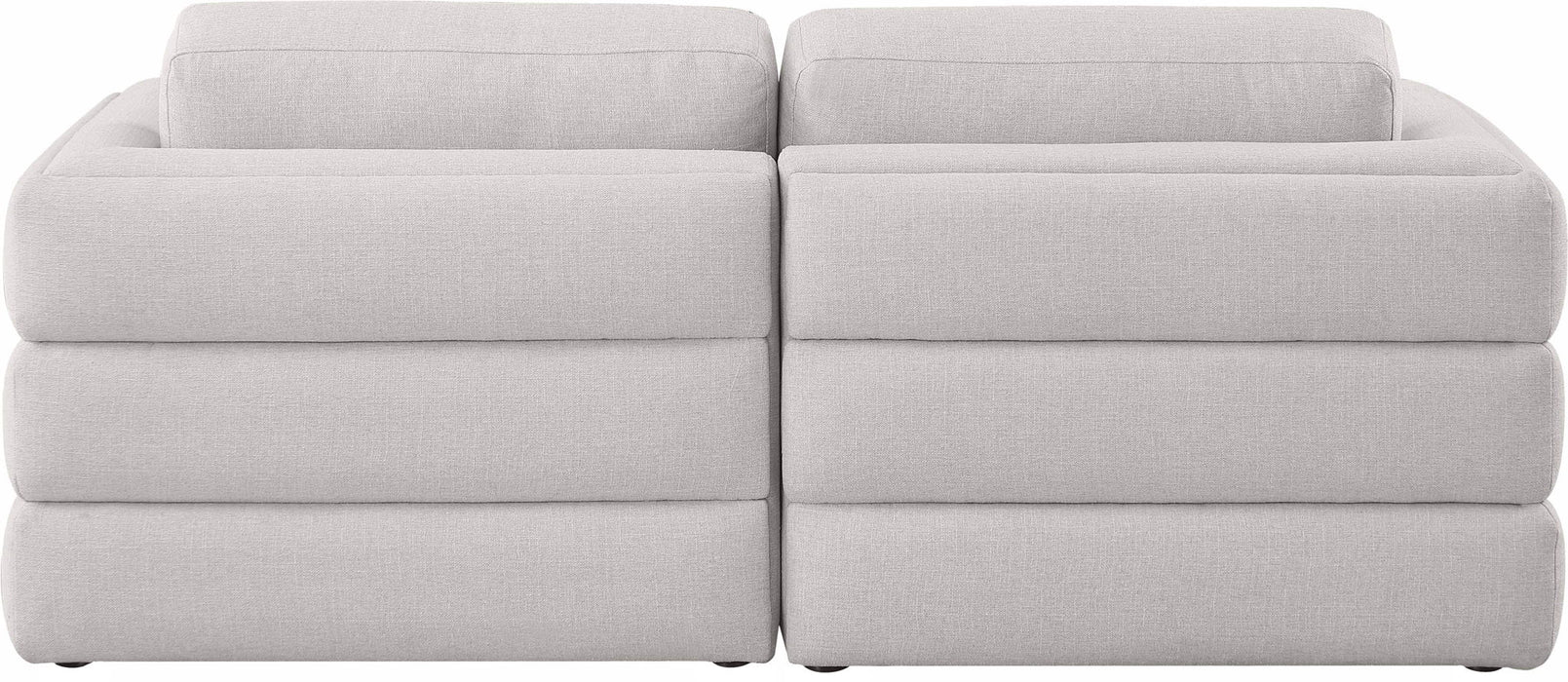Loveseat modular tapizado de tela con textura de lino Beckham de 76" de 2 piezas