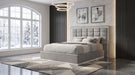 Viana Chenille Platform Bed Grey and White High Gloss