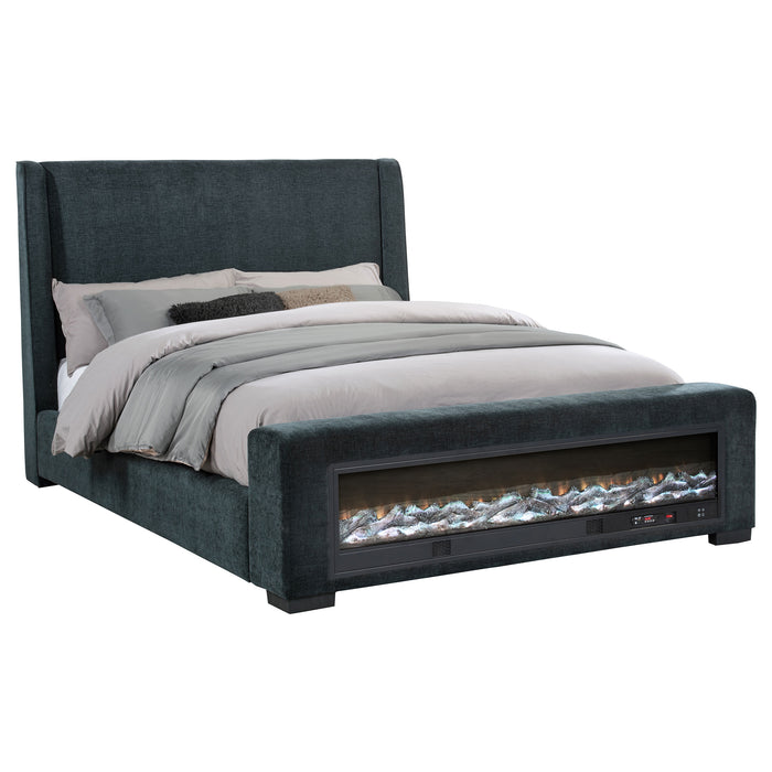 Preston Upholstered Audio Flame Visualizer Bed Dark Blue