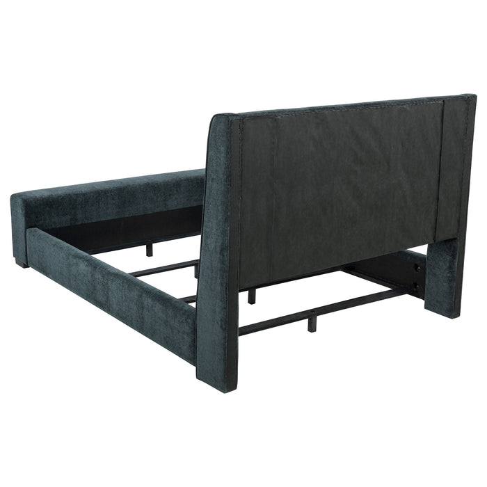 Preston Upholstered Audio Flame Visualizer Bed Dark Blue